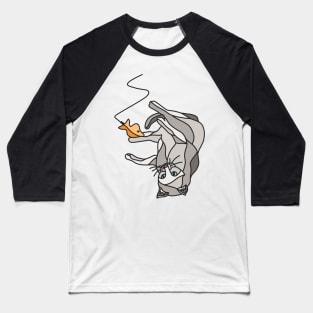 Grey Cat Playing with String Toy Baseball T-Shirt